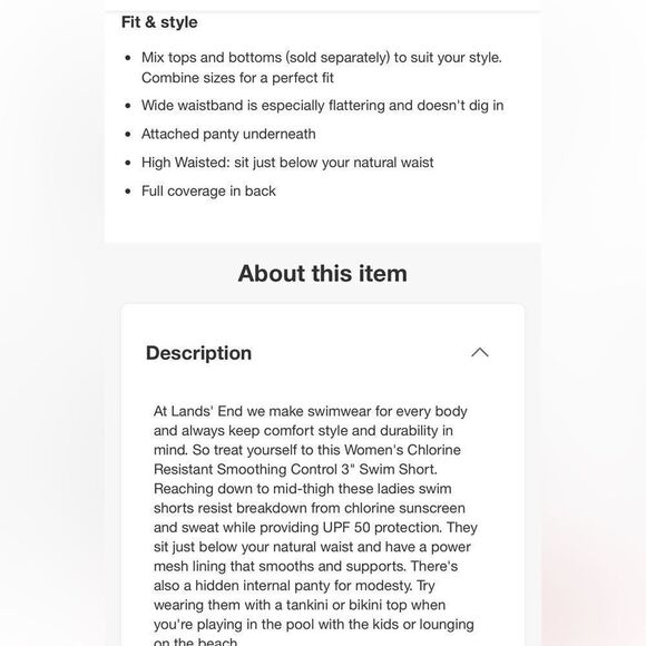 Land's End plus size stretch full panty swimsuit Wood Lily color 3" inseam 18 - Picture 5 of 5